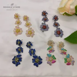 Kolczyki kwiat mikro inkrutarne sześcienne cyrkonowe kolczyki Rococo Wykwintny romantyczny atrakcyjny wieczorowy prezent biżuterii dla kobiet