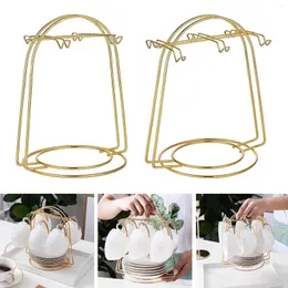 Küche Aufbewahrung Haushalt goldener Kaffee Tasse Trocknen Display Rack Tabletop Flasche Wasser Abfluss Tee und Untertassenständer