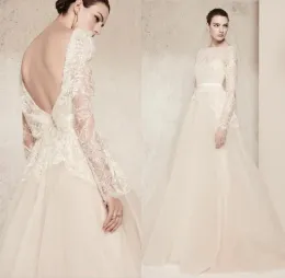 Vestidos elie saab renda vestidos de noiva de luxo mangas compridas vestidos de noiva 2020 bateau pesco