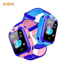 Watches AISHI Q12B Kids Smart Watch LBS Location SOS Camera Flashlight Child Phone Voice Chat Smartwatch APP Setracker2 Remote Monitor