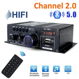 Amplifier Sound Amplifier Channel 2.0 HIFI Bluetooth Amp Home Digital Audio 12V 3A AK380 AK370 AS22 för bil Hem Bass Treble BT -förstärkare