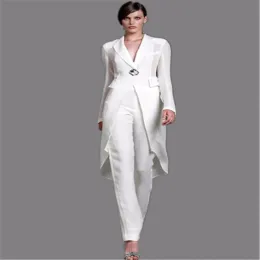 Adatta nuova arrivo White Mother of the Bride Pant Abito con abiti da festa in cristallo lungo giacca elegante Mother Bridal Mother Formal W