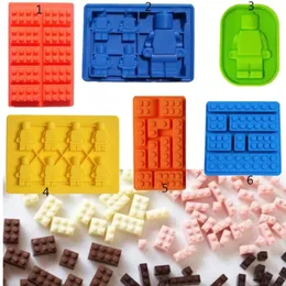 Variation byggstenar Ice Tray Cube Siliocne Mold For Chocolate Cake Jello Making Silicone Mold Köksutrustning Bakningstillbehör