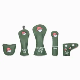 Ürünler Golf Kulübü #1 #3 UT+2 Putterlar Headcovers 5 PCS/Set Sürücü Fairway Woods Kapak Deri kafa Kapakları Set Protector Golf Aksesuarları