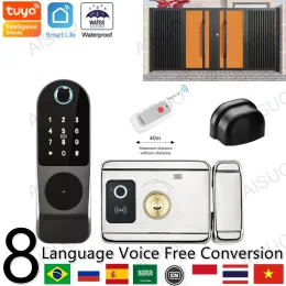 Lock AISUO M3 TUYA WIFI Remote Unlock Fingerprint Magnetic Card Password Key Garden Gate Apartment Outdoor Waterproof Smart Lock