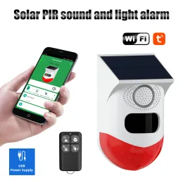 Detektor Smart Outdoor Solar Pir Infrared Alarm WiFi Wireless System Siren Waterproof 433MHz inbrottstäver