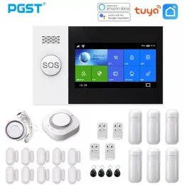 KITS PGST PG107 SISTEMA DE ALARMENTO TUYA 4,3 polegadas Wi -Fi GSM GPRS Burglar Home Security com Pir Motion Sensor Fire Smoke Detector