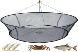 Gevşek kıvrımlar otomatik katlanır balıkçılık net karides kafesi naylon katlanabilir yengeç balık tuzağı döküm ağ aksesuarları256r9194833