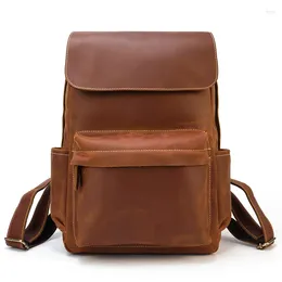 Школьные сумки ручной рюкзак винтажный стиль подлинный мужской сумка для ноутбука большая мощность для путешествий компьютер