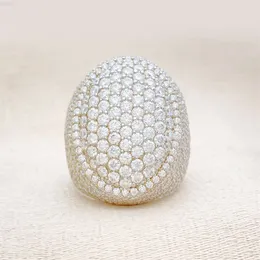 아이스 아웃 vermeil vvs moissanite ring bling 925 은색 포장 다이아몬드 반지 힙합 남자 여자 청키 타원형 다이아몬드 반지