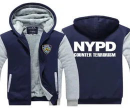 Winter Hoody NYPD New York Police Department män Kvinnor förtjockar Autumn Hoodies Kläder Sweatshirts Zipper Jacket Fleece Hoodie Stre4609627