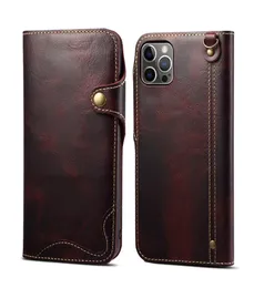Luxury Genuine Leather Wallet Cell Phone Cases with Card Holder for iPhone 11 12 13 Pro Max Samsung S20 Note 10 Vintage Cowhide Wa4836285