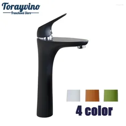 Rubinetti del lavandino da bagno torayvino rubinetto musluk banyo mixer freddo spruzzano dipinto colorato dipinto a foro singolo tocco montato