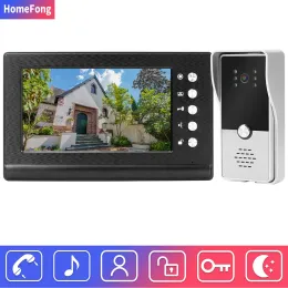 Intercomo interfone intercomunicador com fio para casa, campainha de video campainha de 7 polegadas de 7 polegadas, sistema de controle de acesso ao telefone da porta, suporte eletrônico de suporte