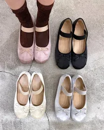 Casual Shoes Bow Round Toe Ballet Women Japanese Vintage Zapatos Mujer Spring Autumn Chaussure Femme Mary Janes Mocasines