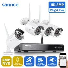 Sistema sannce 8ch wireless nvr cctv sistema 3mp fotocamera ip wifi ir night voson audio in cctv home security fotocamera di sorveglianza kit