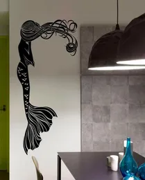 Adesivi da parete rimovibili da cartone animato della sirena per decorazioni per la casa in bagno per la casa in vinile decalcomanie da letto murales2131098