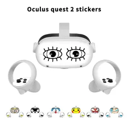 안경 스티커 스킨 오큘 러스 퀘스트 2 데칼 귀여운 피부 VR 컨트롤러 PVC 랩 커버 컨트롤러 헤드셋 Oculus Quest 2 액세서리