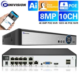 RECORDER 4K 10CH CCTV Networking Networking IP rejestrator wideo Intercom dla domu xmeye mini POE NVR Ochrona zabezpieczeń audio 10 kanałów