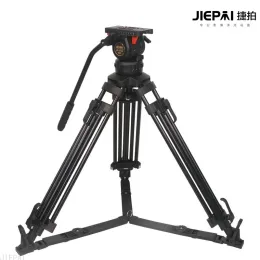 Monopods Jiepai V12t Pro Professional Video Camera Tripod Carbon Fiber Tripod with Fluid Head 100mm Bowl Load 12kg for Eng & Film Camera