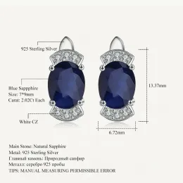 Ohrringe Gems Ballett Neue 2.02ct Oval natürliche blaue Sapphire Klassische Ohrringe 925 Sterling Silber Bolde Ohrringe für Frauen Hochzeit Schmuck