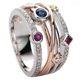 Кластерные кольца Huiran Fashion Cross Женский кольцо для кольца кольцо из украшения белый/желтый синий/роза красный Cz Shine Stone Вечерние вечеринки стильно