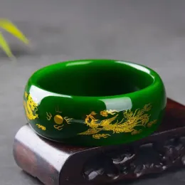 Bracelets Natural Jade Bangle Bracelet HandCarved Fine Lady Jewellery Fashion Accessories for Women Round Bangle Charm Jadeite Gift