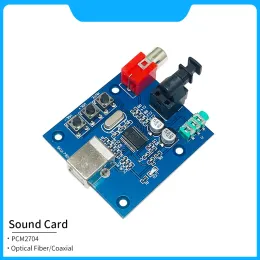 Converter USB Sound Card PCM2704 Chip med koaxiell optisk fiber AUX -utgång Ljudavkodare USB Type Input för PC -dator