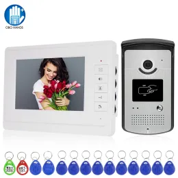 İnterkom ev rfid video intercom sistemi kablolu video kapı zili kapı telefon su geçirmez ir IR kamera twoway Audio apartman erişim kontrolü