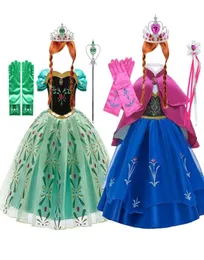 Princess Anna Dress for Girls Snow Queen 2 Cosplay Dresses Wig Kids Christmas Christmas Party Party Assume طفلة ملابس ملحق T9891608