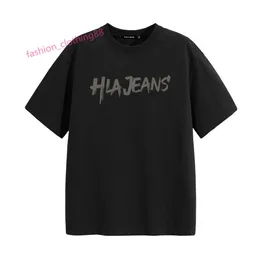 Breca preta Hailan Homes T-shirt de mangas curtas de algodão puro para homens versáteis de verão 2024 Trendência de camiseta casual