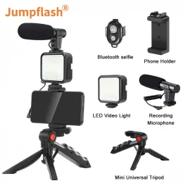 Monopods Jumpflash DSLR SLR Telefon Vlog statyw Vlogging Zestawy na żywo selfie Wypełnij integrację światła z zdalnym sterowaniem mikrofonem LED światło LED