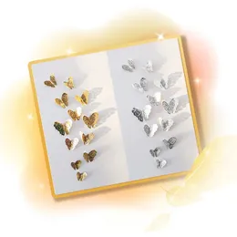 12 pcs hohl geschnitten 3D Schmetterling Wandkleber fanssische Acrylblüten Schneidspiegel Schmetterling Aufkleber DIY Raumdekoration für Acrylblütendekoration
