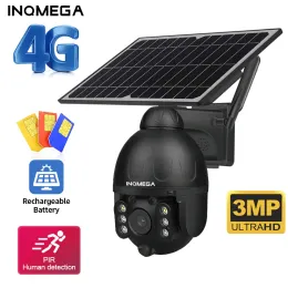 Kameror Inqmega Outdoor Solar Camera 4G SIM / WIFI Wireless Security Löstagbar Solar Cam Battery CCTV Video Surveillance Smart Monitor