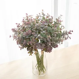 Decorative Flowers Artificial Plants Eucalyptus Bouquet For Home Wedding Decoration Green Decor Plastic Leaves Eucalipto Shooting Prop Fake