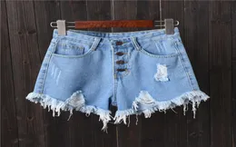 Лето 2018 г. Потрескиваемые джинсовые шорты Burr Womens 5xl6xl Fat MM Большая внешняя торговля с высокой талией с высокой талией тренд 7863474