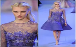 Коллекция моды Elie Saab Mini Evening Dress Vintage Blue Shere Applique Applique Formal Party Plate 1365401