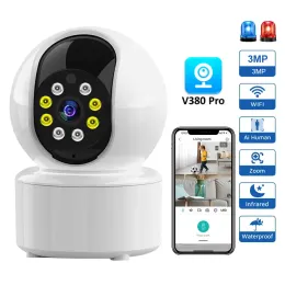 Kameras V380 Pro Indoor WiFi -Kamera Dual Lights IR Nachtsicht Mini PTZ Sicherheit 3MP IP -Kamera CCTV Überwachung Babypeime Kameras