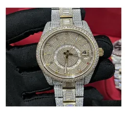 Wristwatches Diamond Watch High Quality Iced Out Fl Functional Work Matic Movement 42Mm Sier Two Stones Waterproof 904 Stainless F2430167