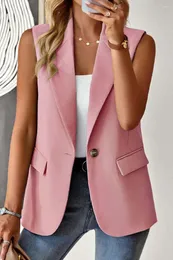 Kadın Yelekleri Moda Blazer Coats 2024 Yaz Gevşek Mizaç Ofisi Kolsuz Zarif Çalışma Takımına Yelek Kadın Sokak Giyim Clothong