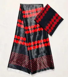 Tessuto di cera di seta africana 2019 Tessuto di cera di seta Fabricci in rosso nero Fassoso cera di seta in seta in pizzo in chiffon per abbigliamento da festa SM30 T28741862