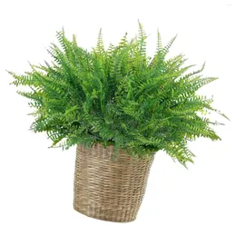 Decorative Flowers 12PCS Artificial Fern Stem Green Plants Long Lasting Easy To Care Fake For Bathroom Bookshelf Windowsill