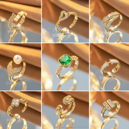 Autentyczny złoty galwaniczny pierścień cyrkon z wysokiej klasy kobiecym wyczuciem, regulowanym otworem, super flash pierścień, minimalistyczny internet na Instagramie Styl Instagram