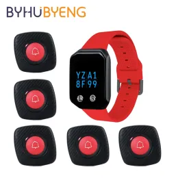 Accessories BYHUBYENG Wireless Call Waterproof Watches And Buttons Sets Caregiver Waiter Pagering System Wrist Buzzer for Restaurant