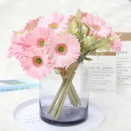 Dekorative Blumen 7pcs/Bündel künstliche Pu Blume Gerbera Bouquet Hochzeit Dekor falsche für Braut Bouquets Party Events Home Display Floral