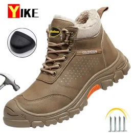 Boots New Winter Thickened Wool Work Safety Shoes For Men Steel Toe Cap Work Boots Non Slip Security Shoes Male Snow Boots