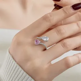 Роскошные грушевые сердечные бриллиантовые кольца для женщин, ср, стержня 925 Серебряный дизайнерский дизайнерский дизайнерский кольцо.