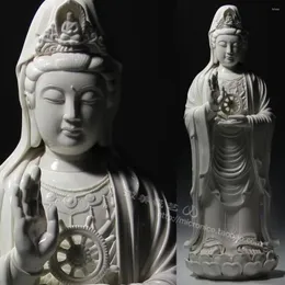 Naklejki na okno Dehua biała porcelana 32 "Bogini Morza Południowochińskiego Avalokiteshvara Buddha Ceramiczna dekoracja rękodzieła Duża południe
