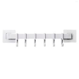 Kitchen Storage With Sticker Multifunctional Bathroom Heavy Duty Rail PP Wall Mounted 6 Hooks Towel No Punching Solid Hat Bedroom