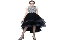 Black Short Front Long Back Party Dresses Princess vestido de festa Elegant Sequined Prom Party Dress Homecoming Dresses5779366